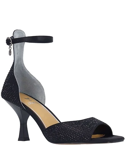 J. Renee Lantana Satin Rhinestone Ankle Strap Dress Sandals
