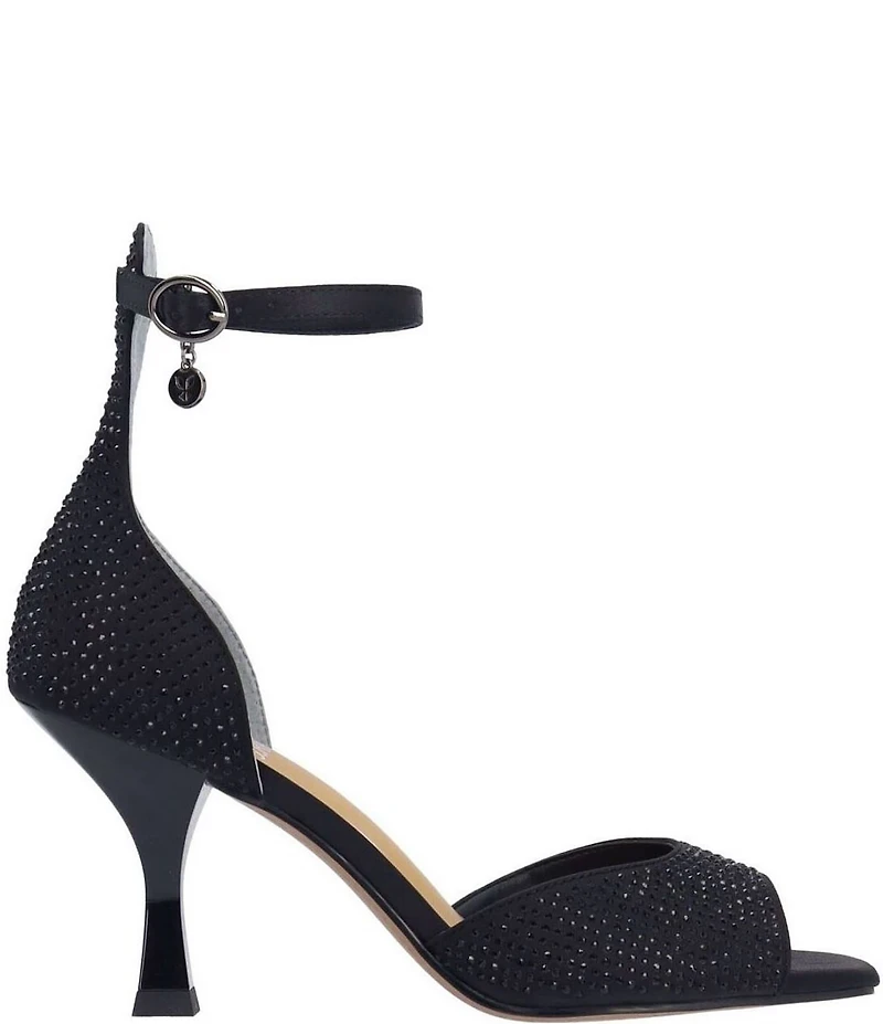 J. Renee Lantana Satin Rhinestone Ankle Strap Dress Sandals