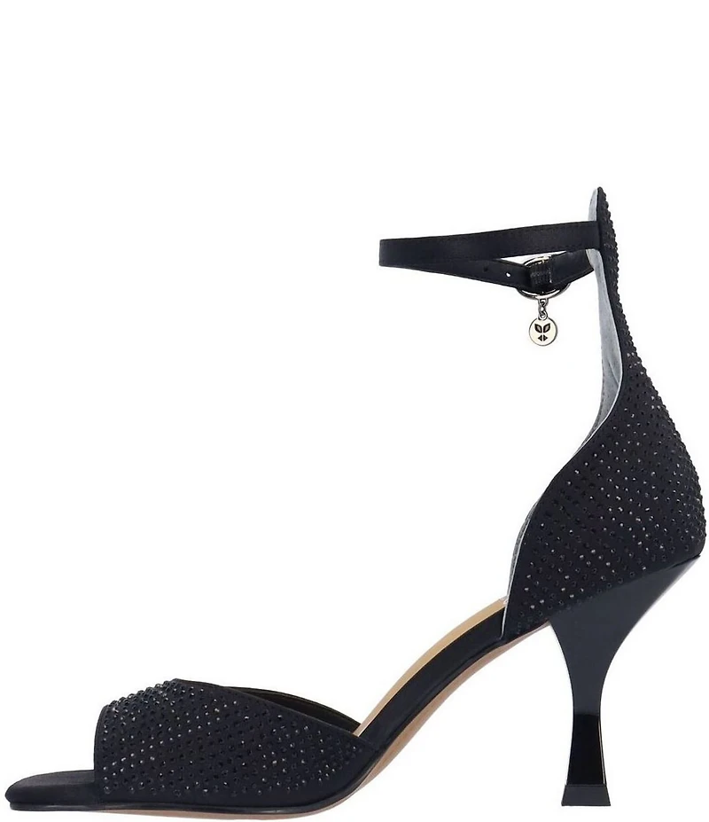 J. Renee Lantana Satin Rhinestone Ankle Strap Dress Sandals