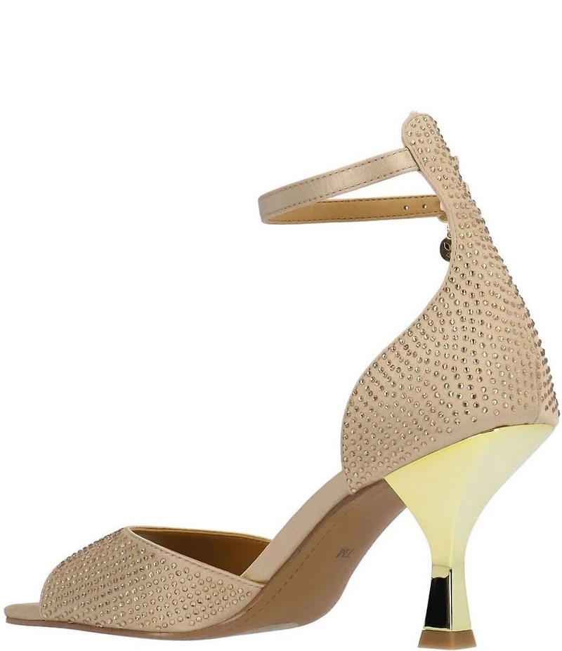 J. Renee Lantana Satin Rhinestone Ankle Strap Dress Sandals