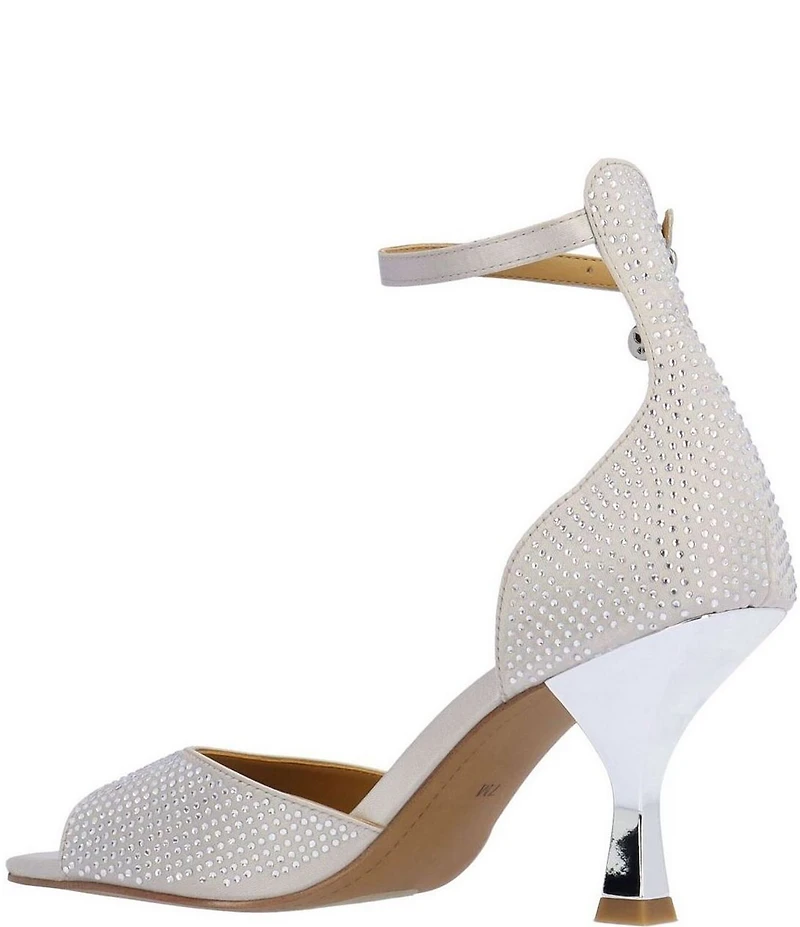J. Renee Lantana Satin Rhinestone Ankle Strap Dress Sandals