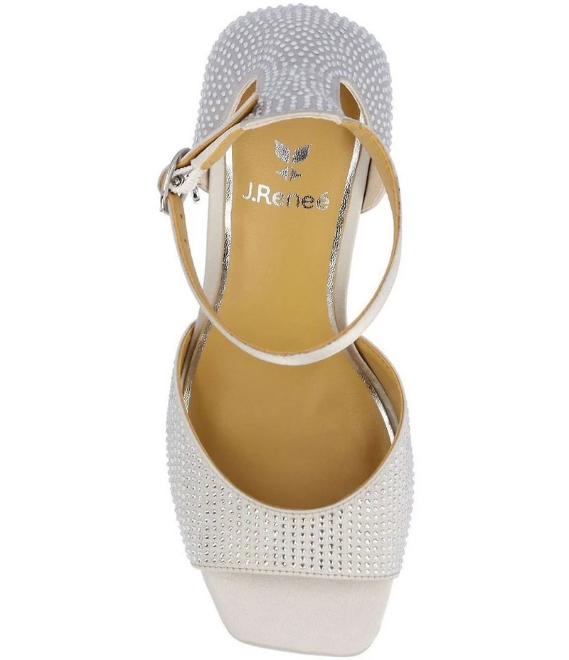 J. Renee Lantana Satin Rhinestone Ankle Strap Dress Sandals