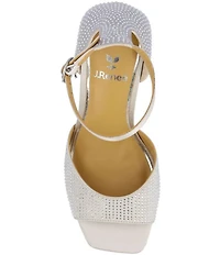 J. Renee Lantana Satin Rhinestone Ankle Strap Dress Sandals