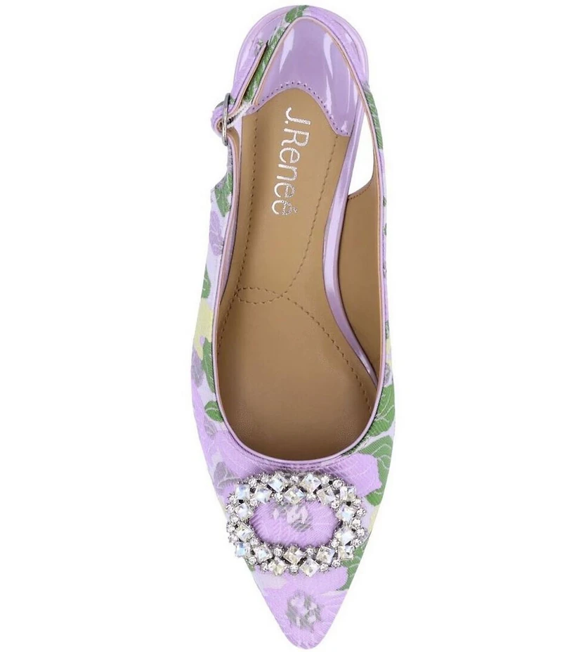 J. Renee Lavern Floral Print Jewel Ornament Slingback Pumps