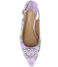 J. Renee Lavern Floral Print Jewel Ornament Slingback Pumps