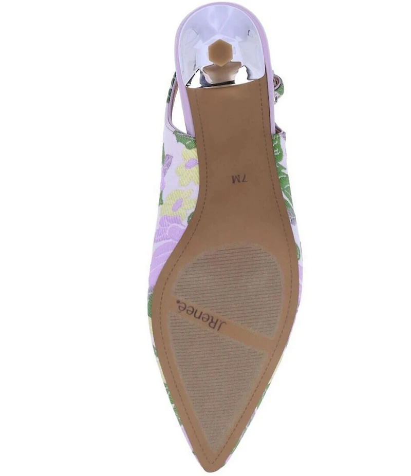 J. Renee Lavern Floral Print Jewel Ornament Slingback Pumps