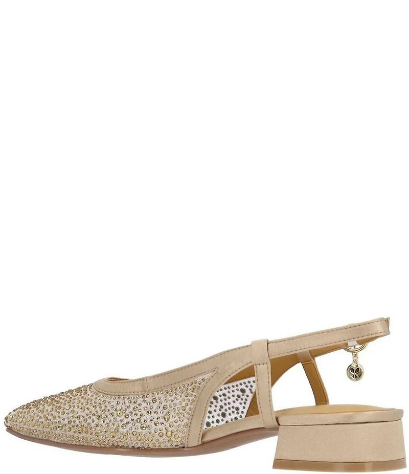 J. Renee Layton Rhinestone Embellished Mesh Slingback Pumps