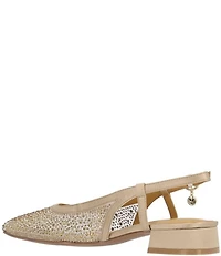J. Renee Layton Rhinestone Embellished Mesh Slingback Pumps