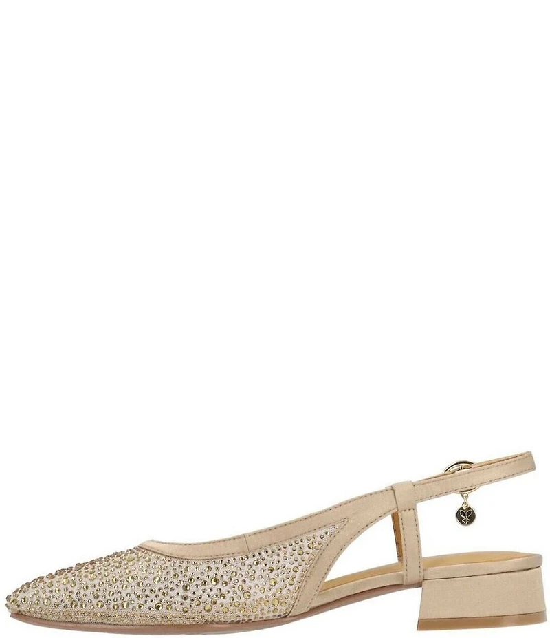 J. Renee Layton Rhinestone Embellished Mesh Slingback Pumps
