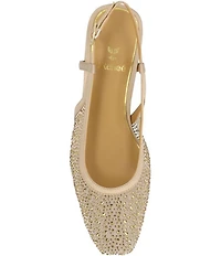 J. Renee Layton Rhinestone Embellished Mesh Slingback Pumps