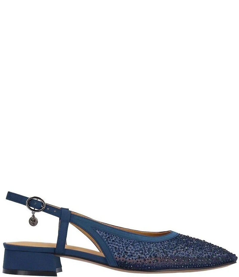 J. Renee Layton Rhinestone Embellished Mesh Slingback Pumps