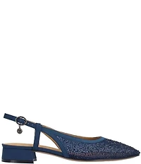 J. Renee Layton Rhinestone Embellished Mesh Slingback Pumps
