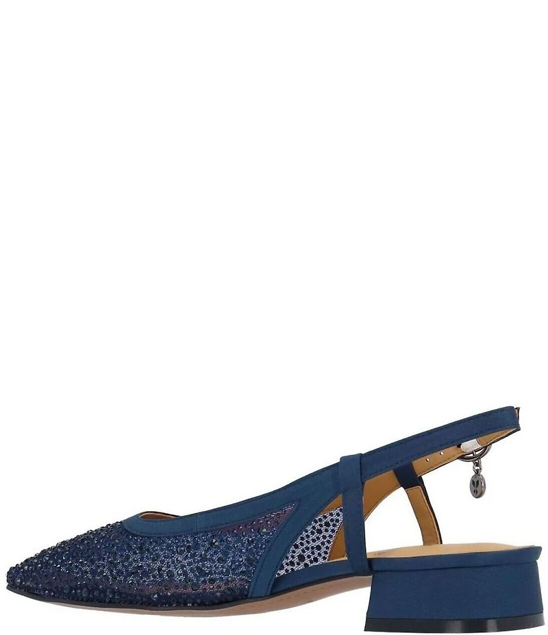 J. Renee Layton Rhinestone Embellished Mesh Slingback Pumps