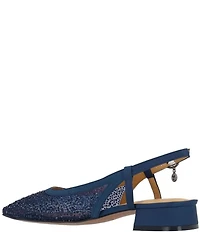 J. Renee Layton Rhinestone Embellished Mesh Slingback Pumps