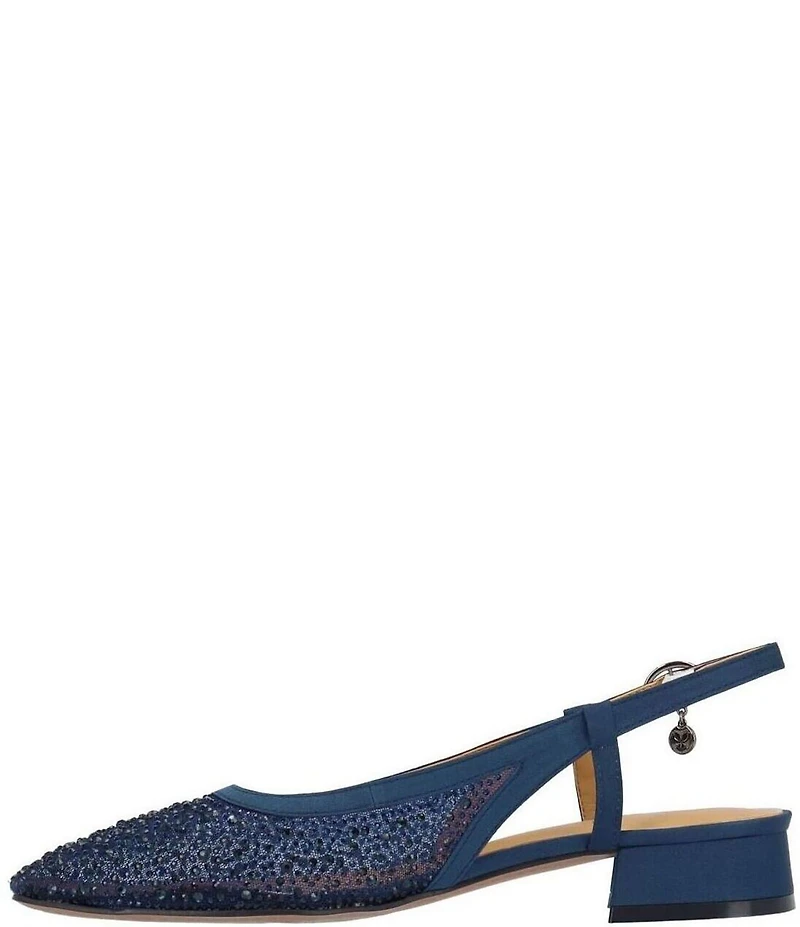 J. Renee Layton Rhinestone Embellished Mesh Slingback Pumps