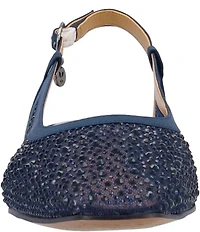 J. Renee Layton Rhinestone Embellished Mesh Slingback Pumps