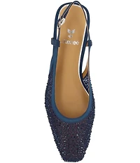 J. Renee Layton Rhinestone Embellished Mesh Slingback Pumps