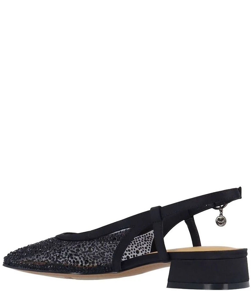J. Renee Layton Rhinestone Embellished Mesh Slingback Pumps