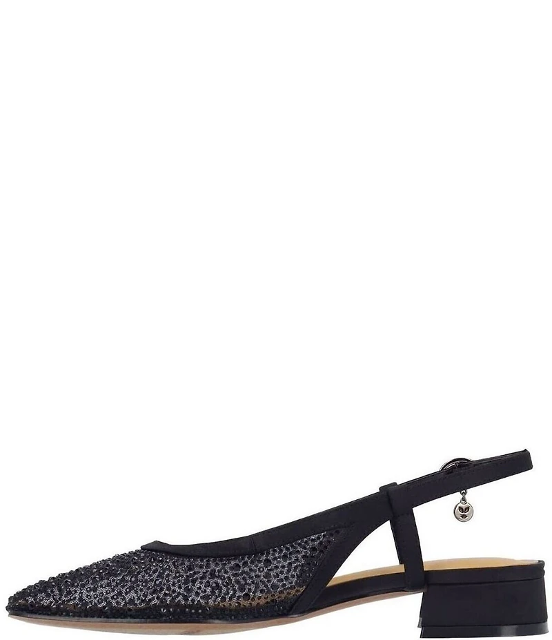J. Renee Layton Rhinestone Embellished Mesh Slingback Pumps
