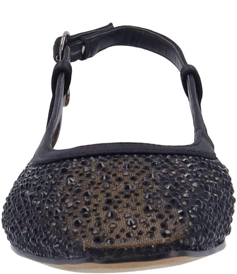 J. Renee Layton Rhinestone Embellished Mesh Slingback Pumps