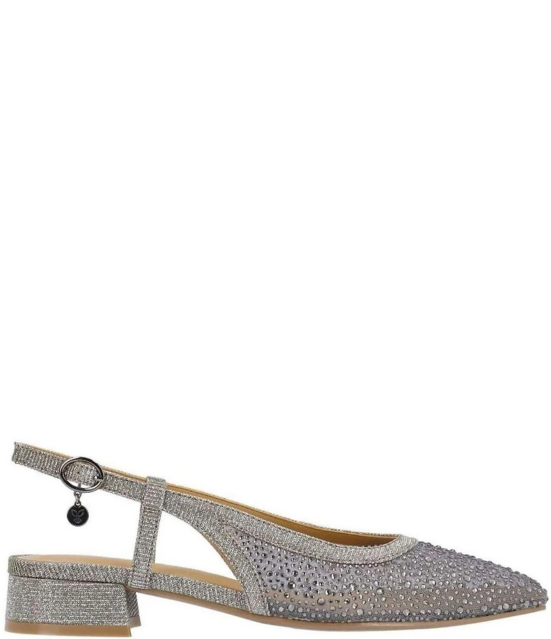 J. Renee Layton Shimmer Rhinestone Mesh Slingback Pumps