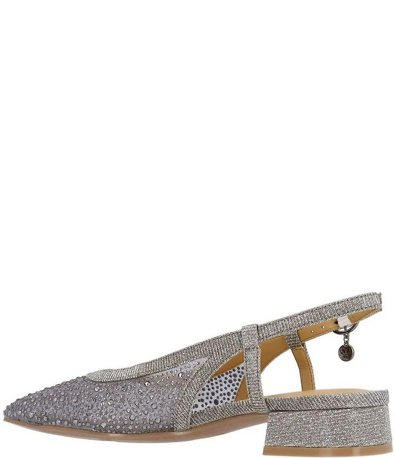 J. Renee Layton Shimmer Rhinestone Mesh Slingback Pumps