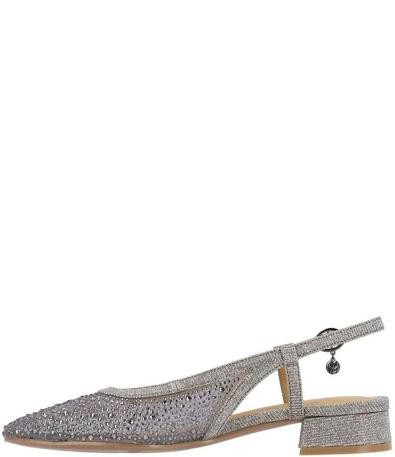 J. Renee Layton Shimmer Rhinestone Mesh Slingback Pumps