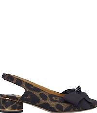 J. Renee Lazule Leopard Print Slingback Block Heel Bow Pumps