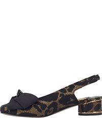 J. Renee Lazule Leopard Print Slingback Block Heel Bow Pumps