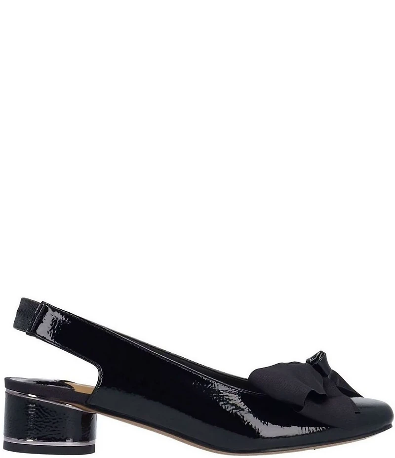 J. Renee Lazule Patent Grosgrain Bow Sling Pumps