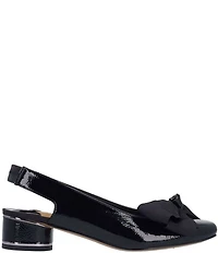 J. Renee Lazule Patent Grosgrain Bow Sling Pumps