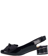 J. Renee Lazule Patent Grosgrain Bow Sling Pumps