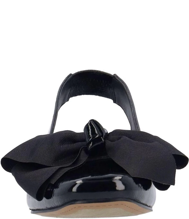 J. Renee Lazule Patent Grosgrain Bow Sling Pumps