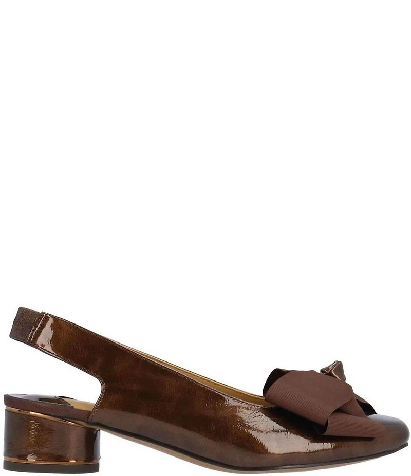 J. Renee Lazule Patent Grosgrain Bow Sling Pumps
