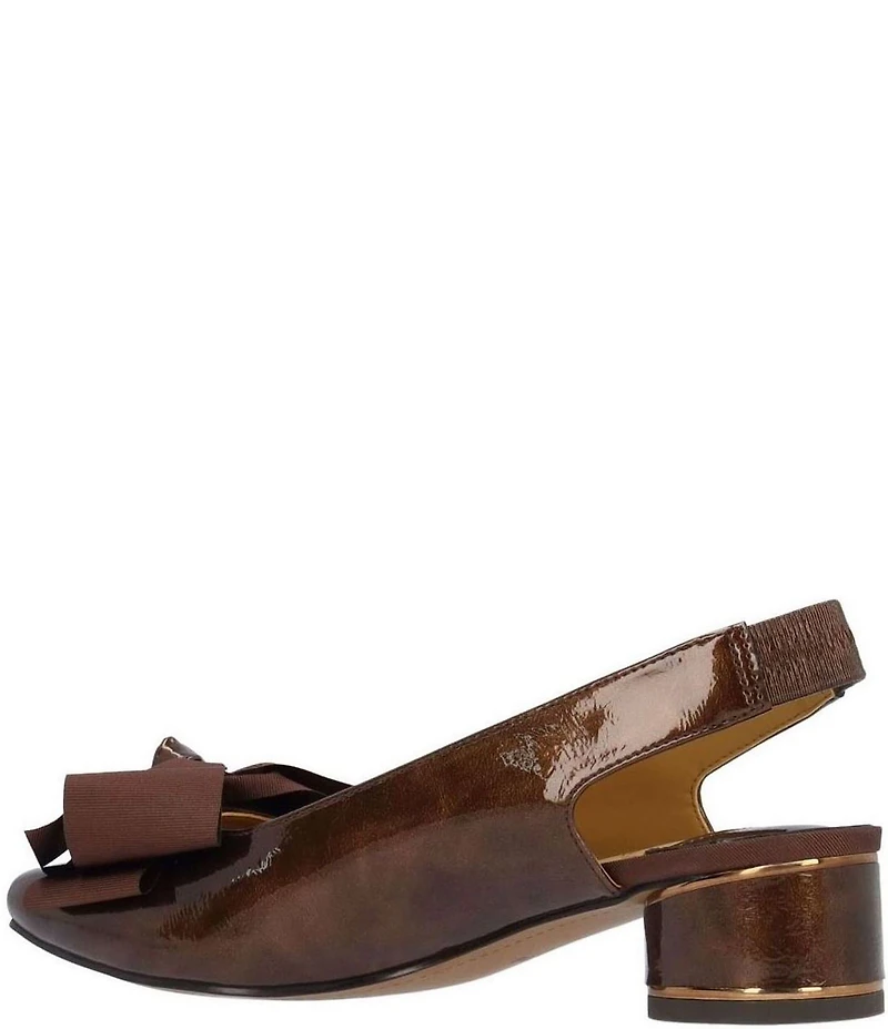 J. Renee Lazule Patent Grosgrain Bow Sling Pumps