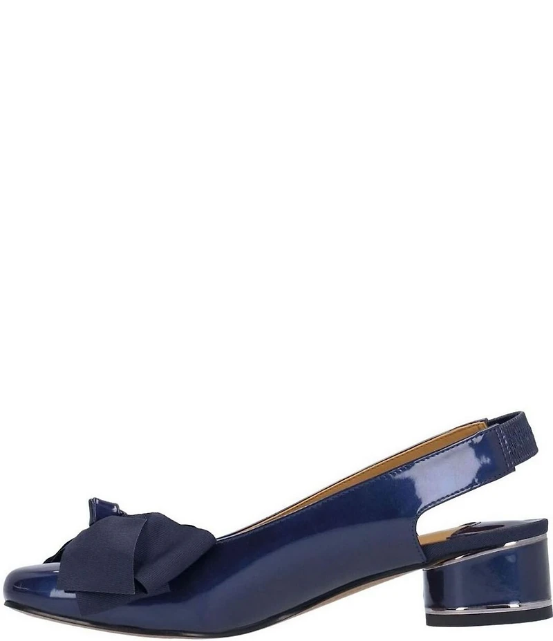 J. Renee Lazule Patent Grosgrain Bow Sling Pumps