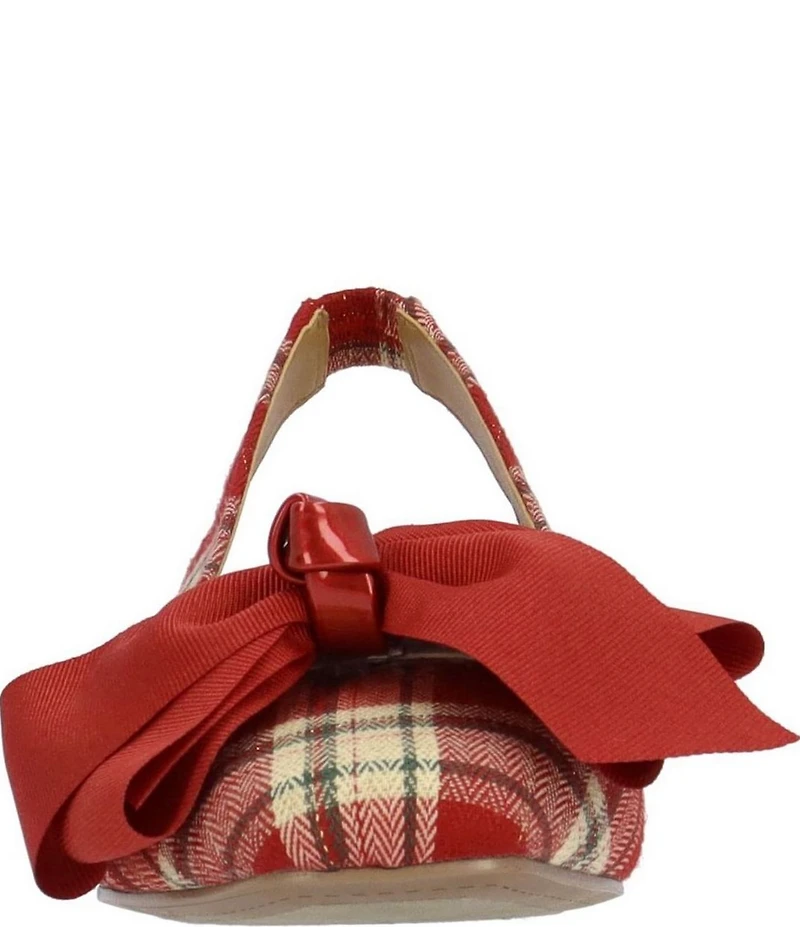 J. Renee Lazule Tartan Plaid Slingback Block Heel Bow Pumps
