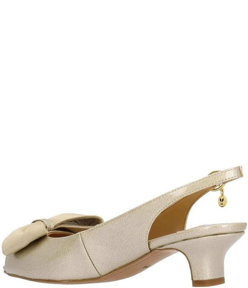 J. Renee Lirain Patent Grosgrain Bow Peep Toe Slingback Pumps