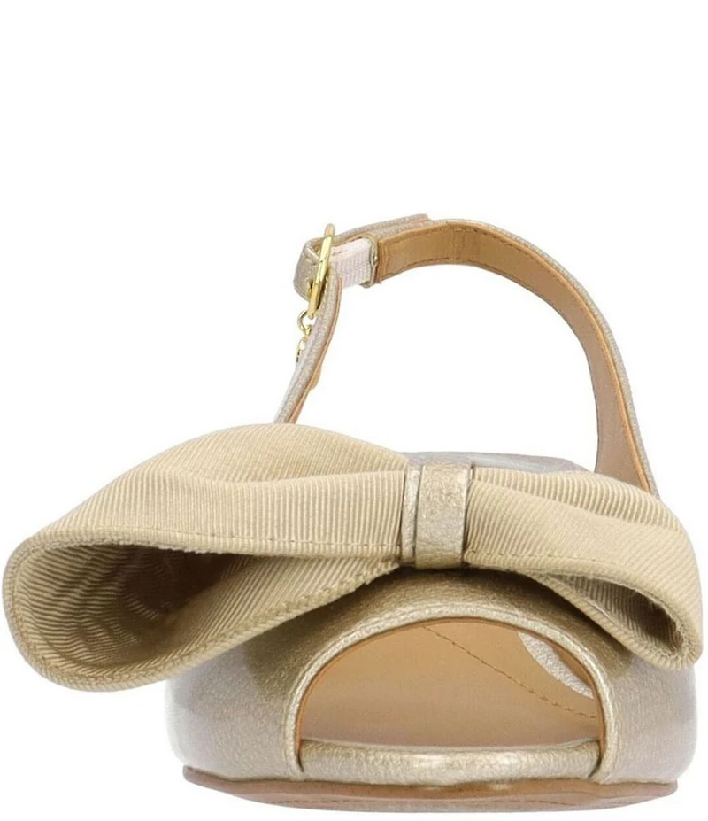 J. Renee Lirain Patent Grosgrain Bow Peep Toe Slingback Pumps