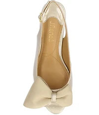 J. Renee Lirain Patent Grosgrain Bow Peep Toe Slingback Pumps