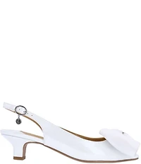 J. Renee Lirain Patent Grosgrain Bow Peep Toe Slingback Pumps
