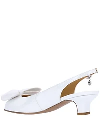 J. Renee Lirain Patent Grosgrain Bow Peep Toe Slingback Pumps