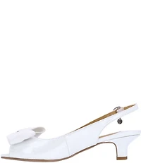 J. Renee Lirain Patent Grosgrain Bow Peep Toe Slingback Pumps