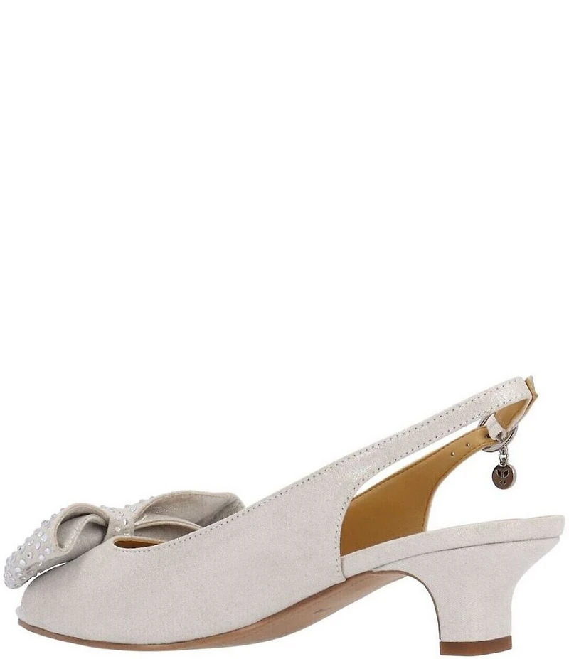 J. Renee Lirain Satin Embellished Bow Peep Toe Slingback Pumps