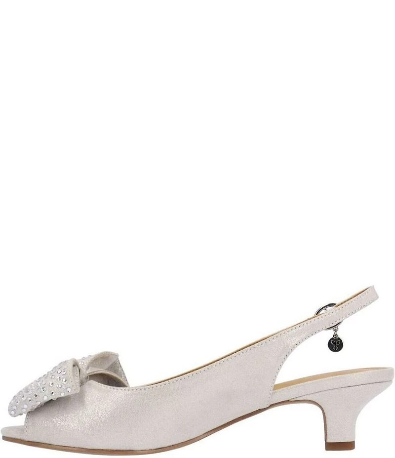 J. Renee Lirain Satin Embellished Bow Peep Toe Slingback Pumps