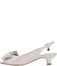 J. Renee Lirain Satin Embellished Bow Peep Toe Slingback Pumps