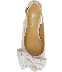 J. Renee Lirain Satin Embellished Bow Peep Toe Slingback Pumps
