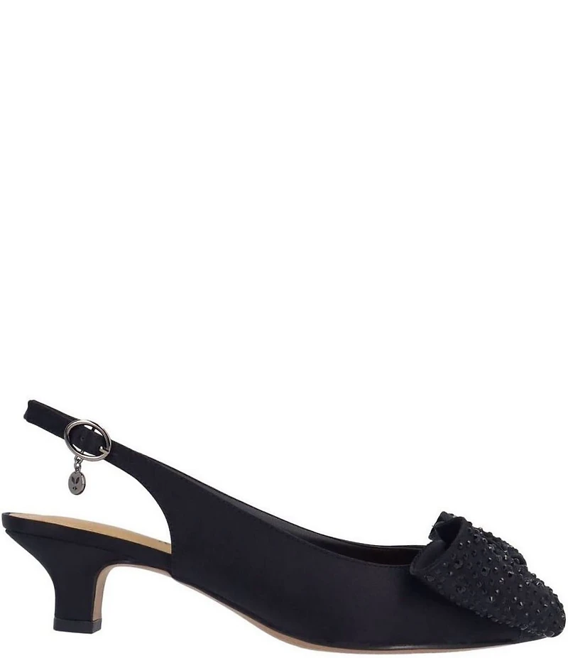 J. Renee Lirain Satin Embellished Bow Peep Toe Slingback Pumps