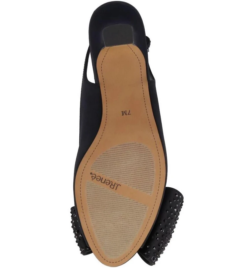 J. Renee Lirain Satin Embellished Bow Peep Toe Slingback Pumps