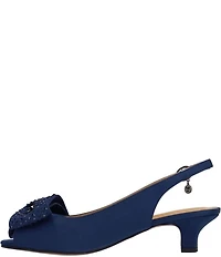 J. Renee Lirain Satin Embellished Bow Peep Toe Slingback Pumps